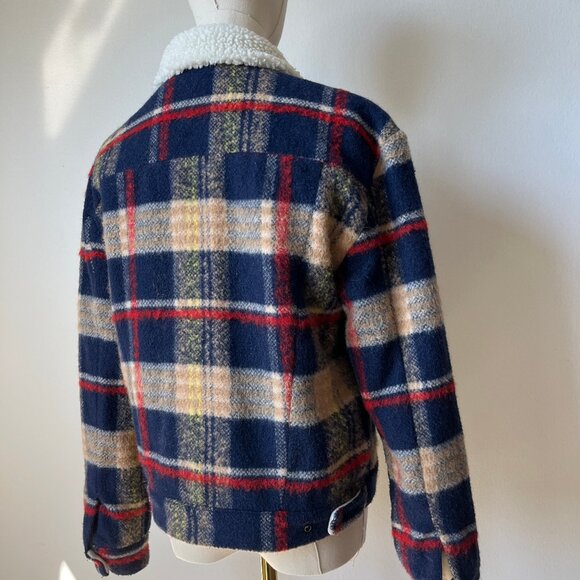 Levi's Premium Wool Trucker Jacket Multi-color Plaid - Picture 10 of 15